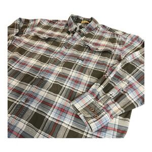 Ariat Rebar Flannel Plaid Shirt Men's XXL Long Sleeve‎ Red/Gray/Blue Holes READ